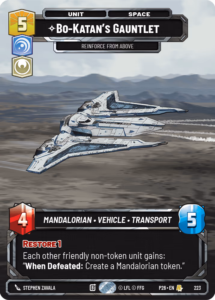 Bo-Katan's Gauntlet - Reinforce from Above P26-223 SQ Prize Wall Foil Star Wars Unlimited card