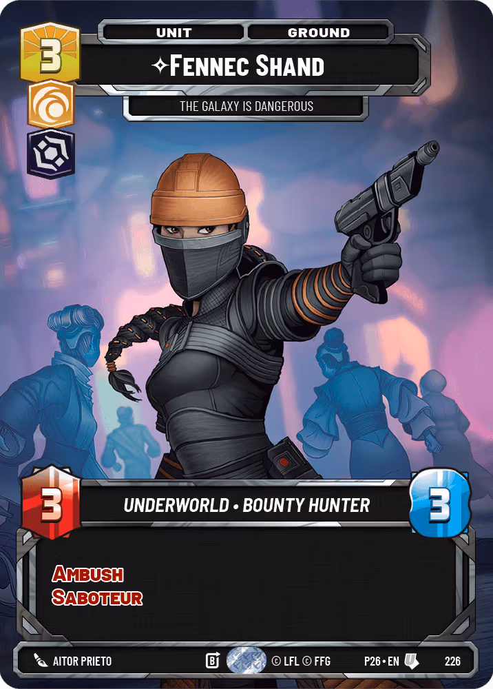 Fennec Shand - The Galaxy is Dangerous P26-226 SQ Prize Wall Foil Star Wars Unlimited card
