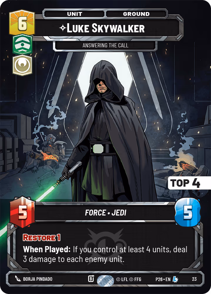 Luke Skywalker - Answering the Call P26-23 PQ Top 4 Star Wars Unlimited card