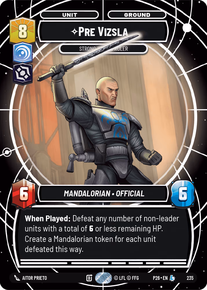 Pre Vizsla - Strong-Willed Ruler P26-235 SQ Day Two Star Wars Unlimited card