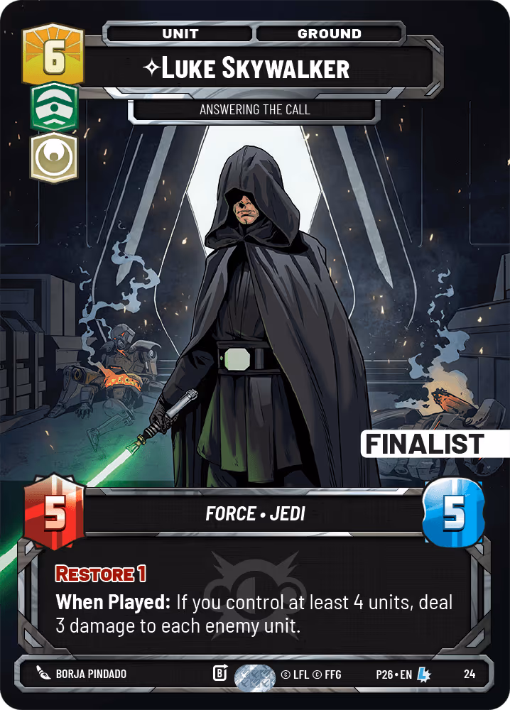 Luke Skywalker - Answering the Call P26-24 PQ Finalist Star Wars Unlimited card