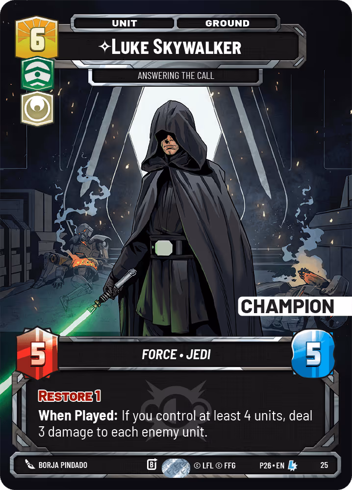 Luke Skywalker - Answering the Call P26-25 PQ Champion Star Wars Unlimited card