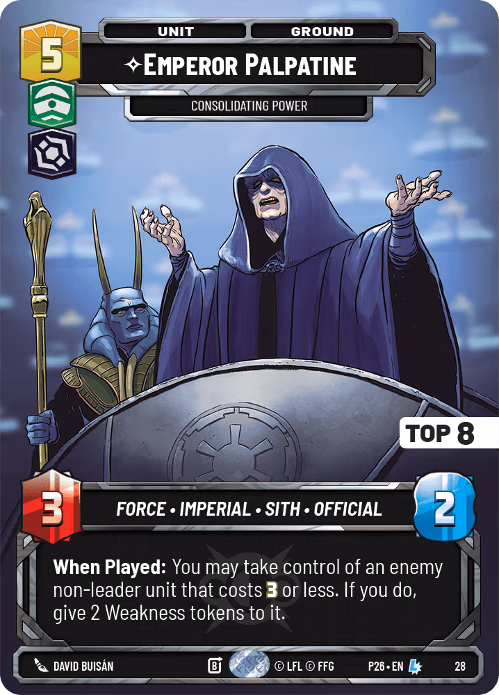 Emperor Palpatine - Consolidating Power P26-28 Store Showdown Top 8 Star Wars Unlimited card