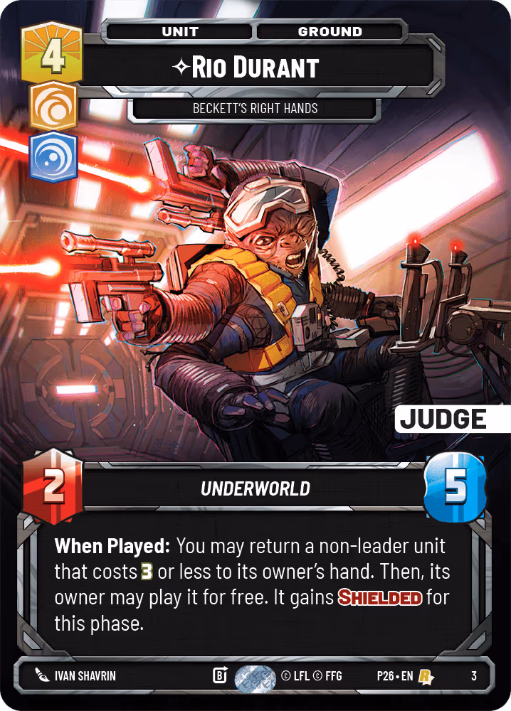 Rio Durant - Beckett's Right Hands Star Wars Unlimited card