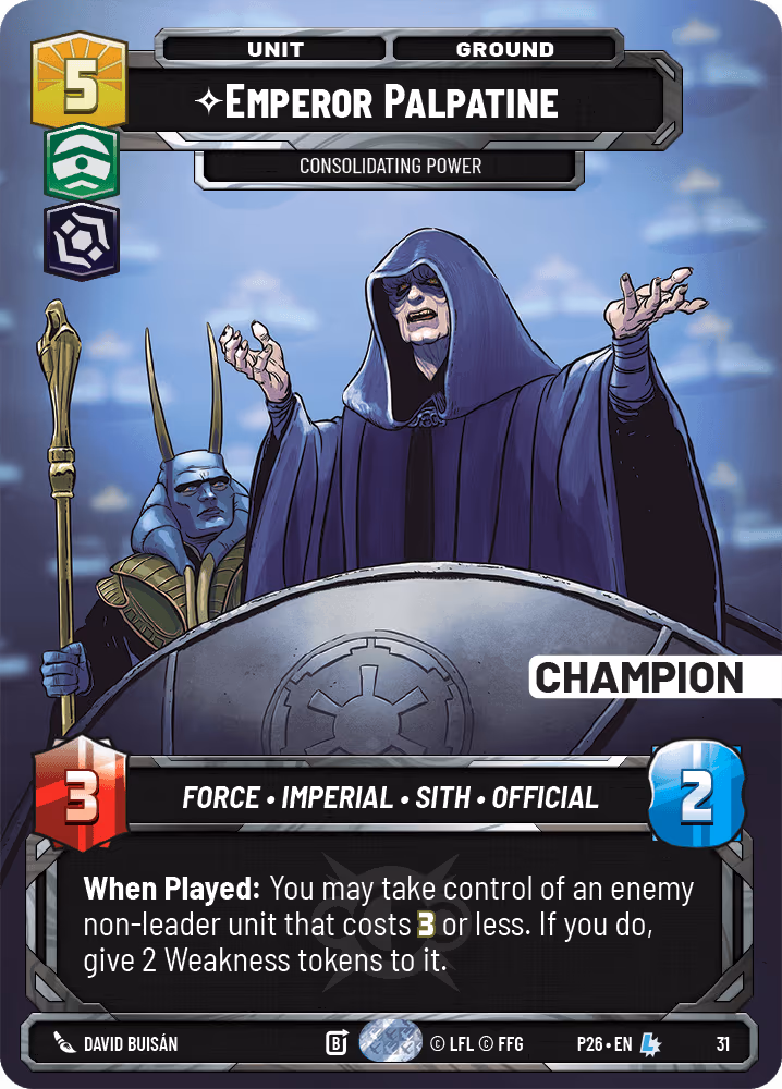 Emperor Palpatine - Consolidating Power P26-31 Star Wars Unlimited card