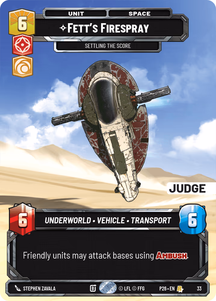 Fett's Firespray - Settling the Score Star Wars Unlimited card