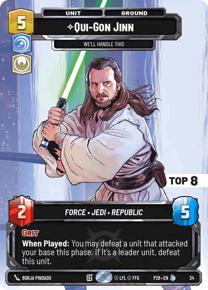 Qui-Gon Jinn - We'll Handle This P26-34 PQ Top 8 Star Wars Unlimited card