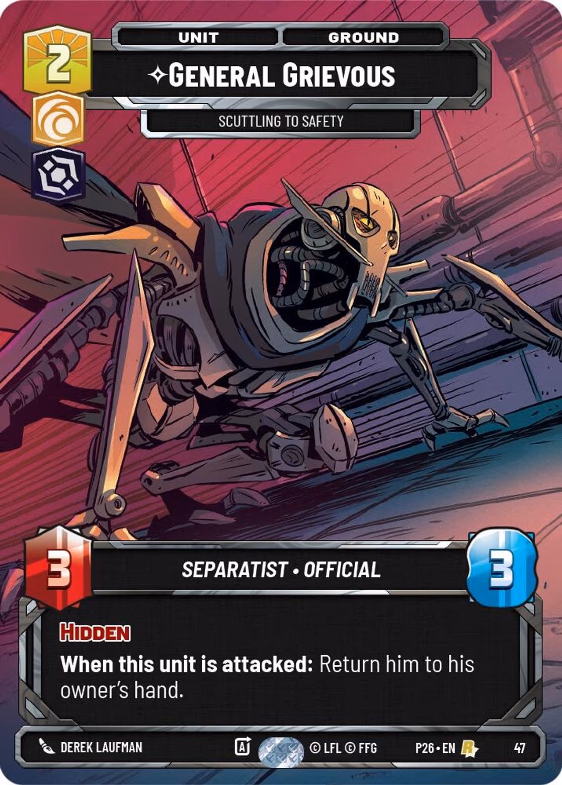General Grievous - Scuttling to Safety P26-47 SQ Prize Wall Star Wars Unlimited card