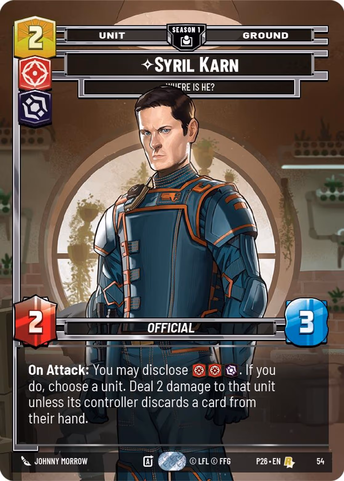 Syril Karn - Where is He? P26-54 Star Wars Unlimited card