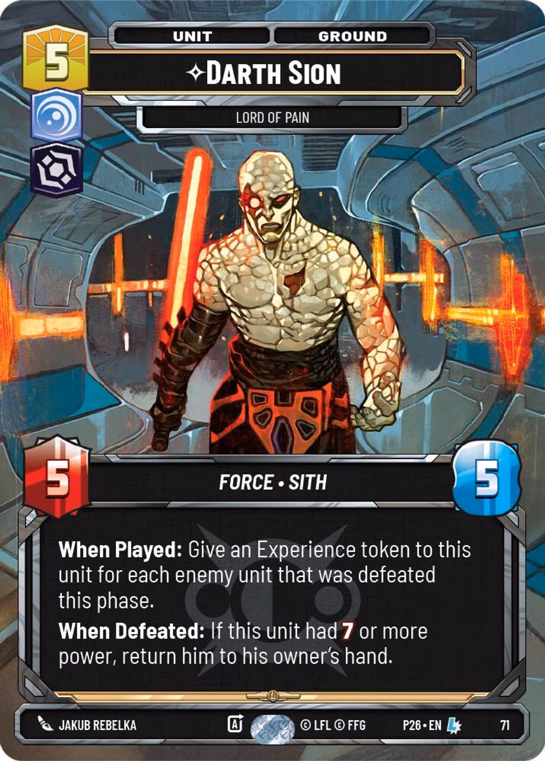 Darth Sion - Lord of Pain P26-71 RQ Prize Wall Star Wars Unlimited card