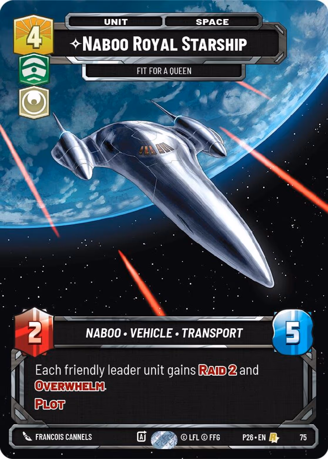 Naboo Royal Starship - Fit For A Queen P26-75 RQ Prize Wall Star Wars Unlimited card