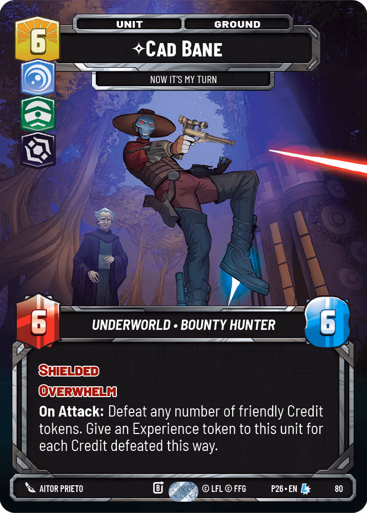 Cad Bane - Now it's My Turn P26-80 RQ Prize Wall Star Wars Unlimited card