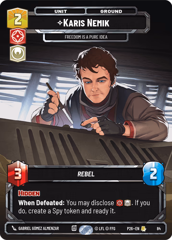 Karis Nemik - Freedom is a Pure Idea P26-84 RQ Prize Wall Star Wars Unlimited card