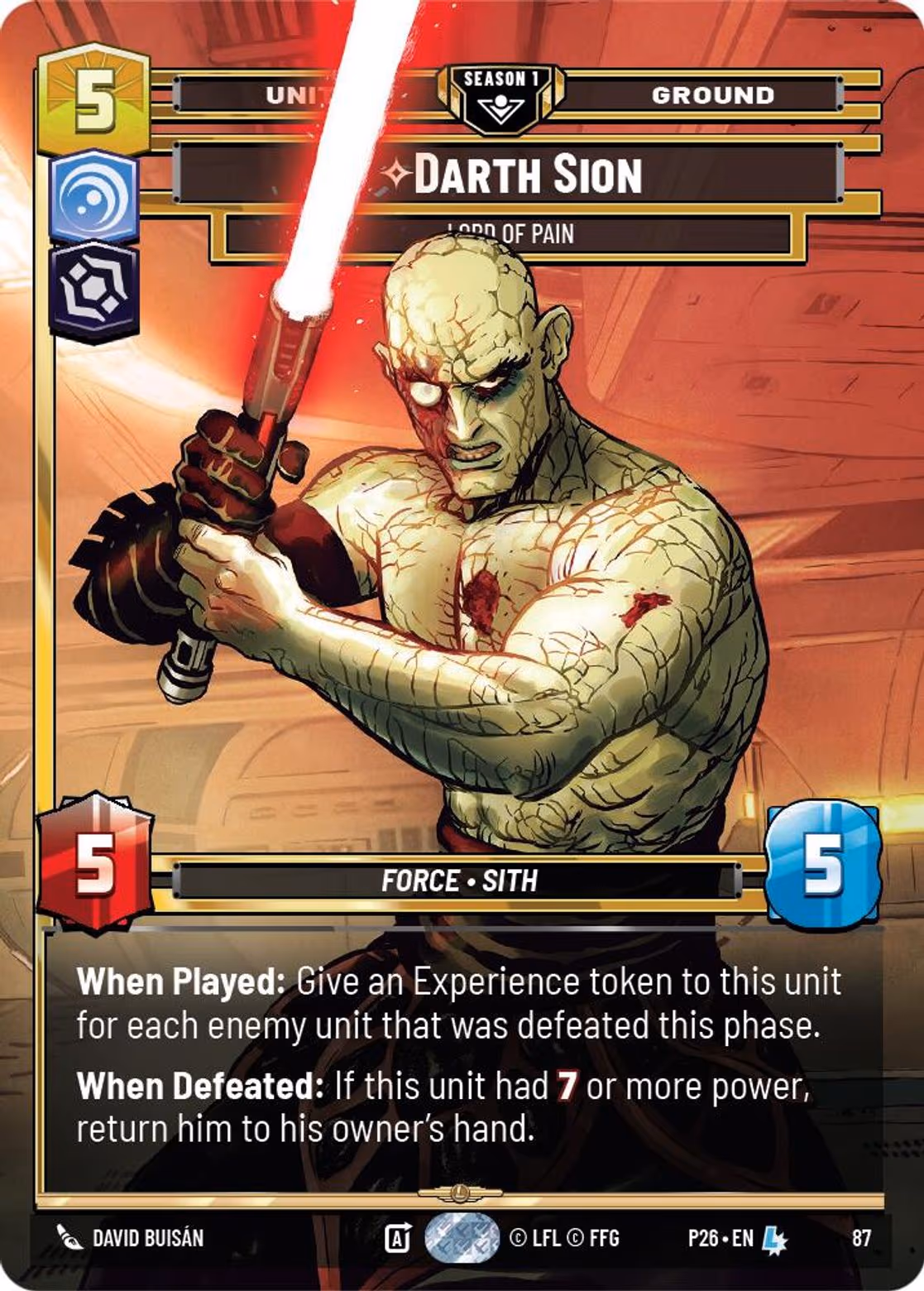 Darth Sion - Lord of Pain P26-87 Star Wars Unlimited card