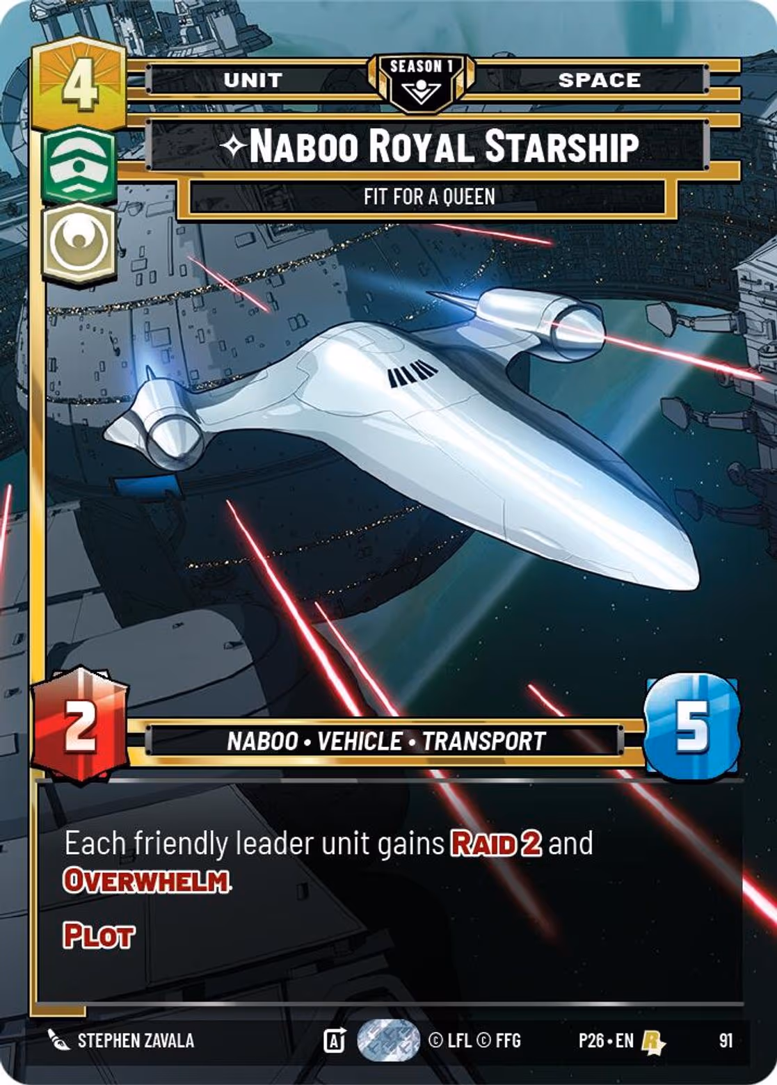 Naboo Royal Starship - Fit For A Queen P26-91 Star Wars Unlimited card