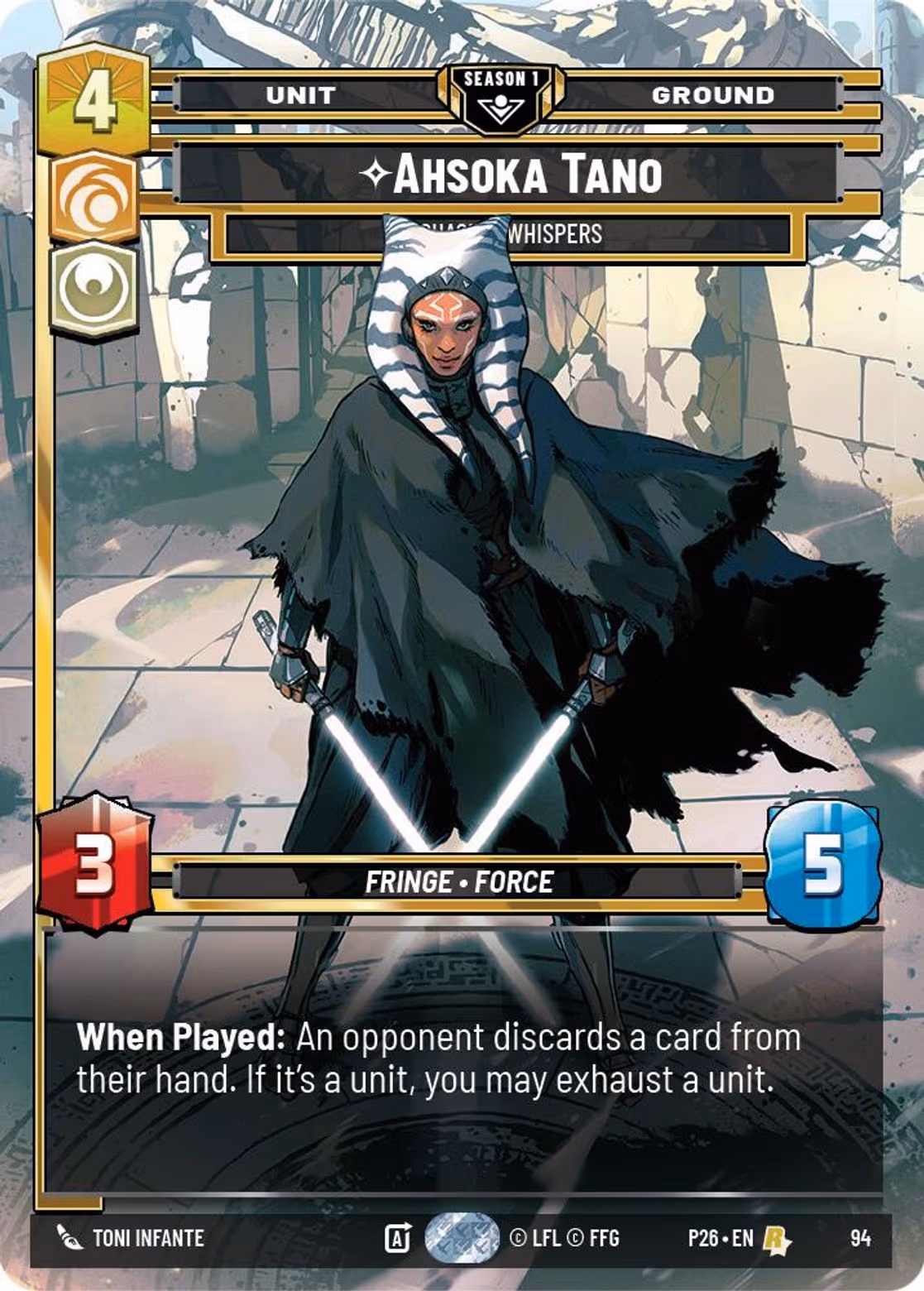 Ahsoka Tano - Chasing Whispers P26-94 Star Wars Unlimited card