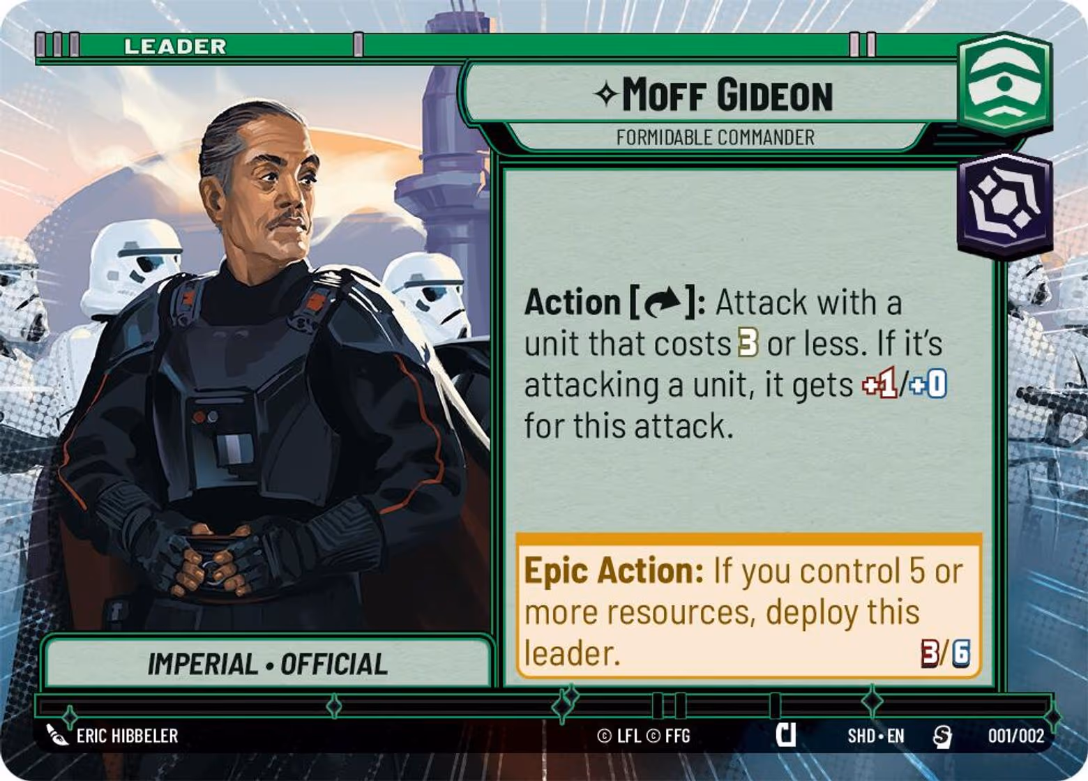 Moff Gideon - Formidable Commander PSHD-001 Star Wars Unlimited card
