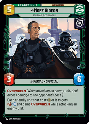 Moff Gideon - Formidable Commander PSHDJ-001 Star Wars Unlimited card (back face)