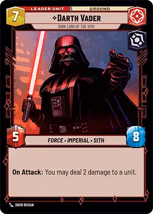 Darth Vader - Dark Lord of the Sith PSOR-001 Star Wars Unlimited card (back face)
