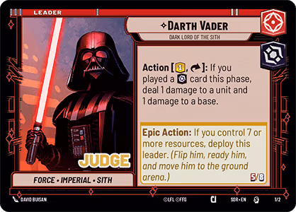 Darth Vader - Dark Lord of the Sith PSORJ-001 Star Wars Unlimited leader card