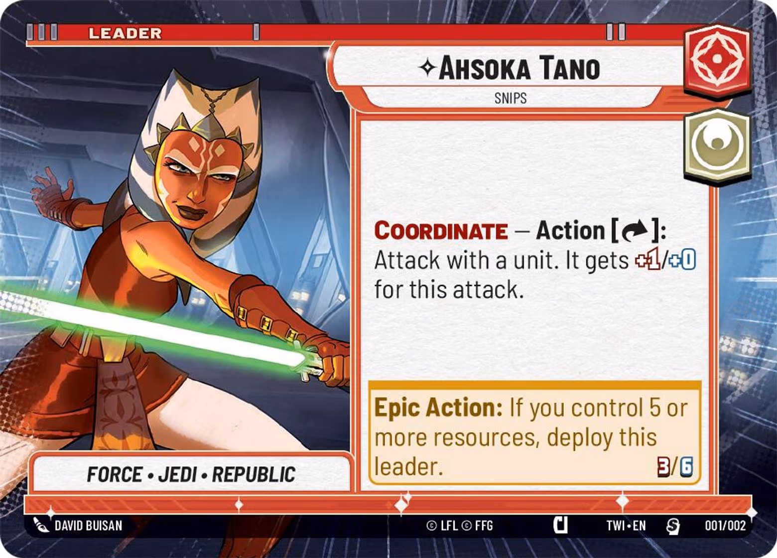 Ahsoka Tano - Snips PTWI-001 Star Wars Unlimited card
