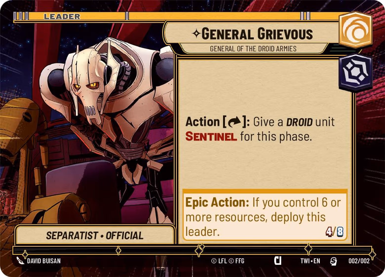 General Grievous - General of the Droid Armies PTWI-002 Star Wars Unlimited card
