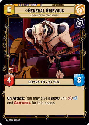 General Grievous - General of the Droid Armies PTWIJ-002 Star Wars Unlimited card (back face)
