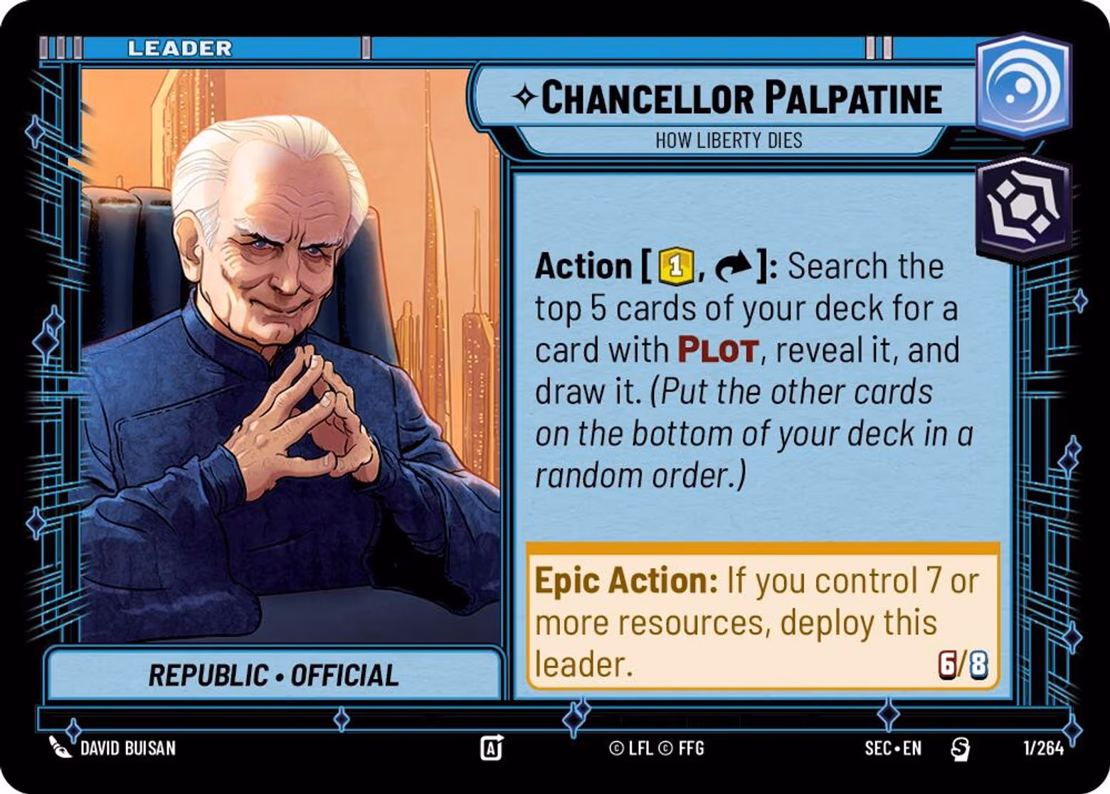 Chancellor Palpatine - How Liberty Dies SEC-001 Star Wars Unlimited card