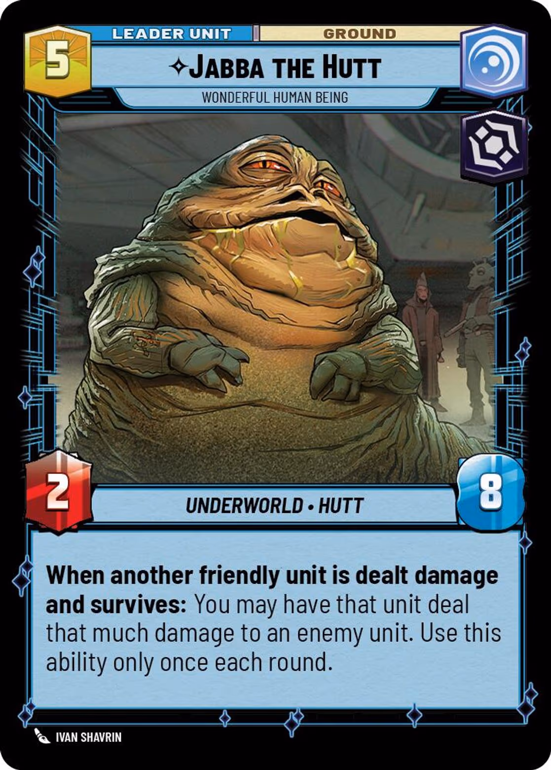 Jabba the Hutt - Wonderful Human Being SEC-002 Star Wars Unlimited card (back face)