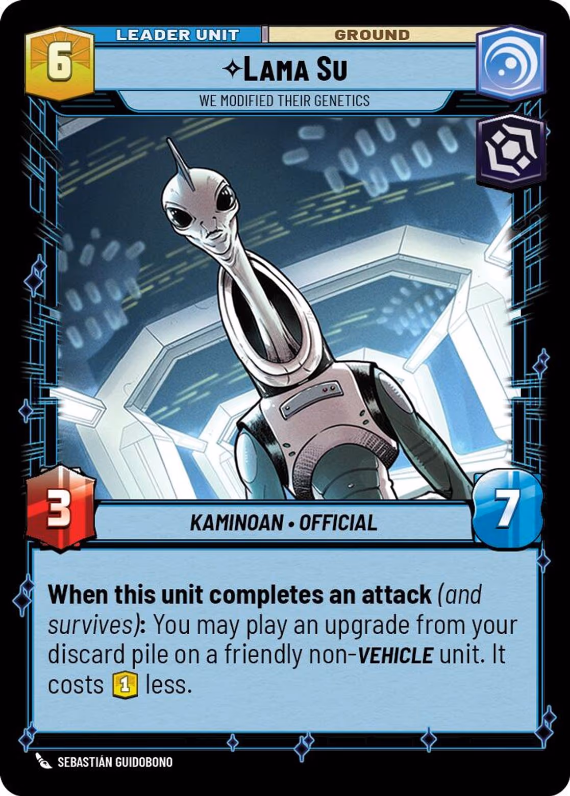 Lama Su - We Modified Their Genetics SEC-003 Star Wars Unlimited card (back face)