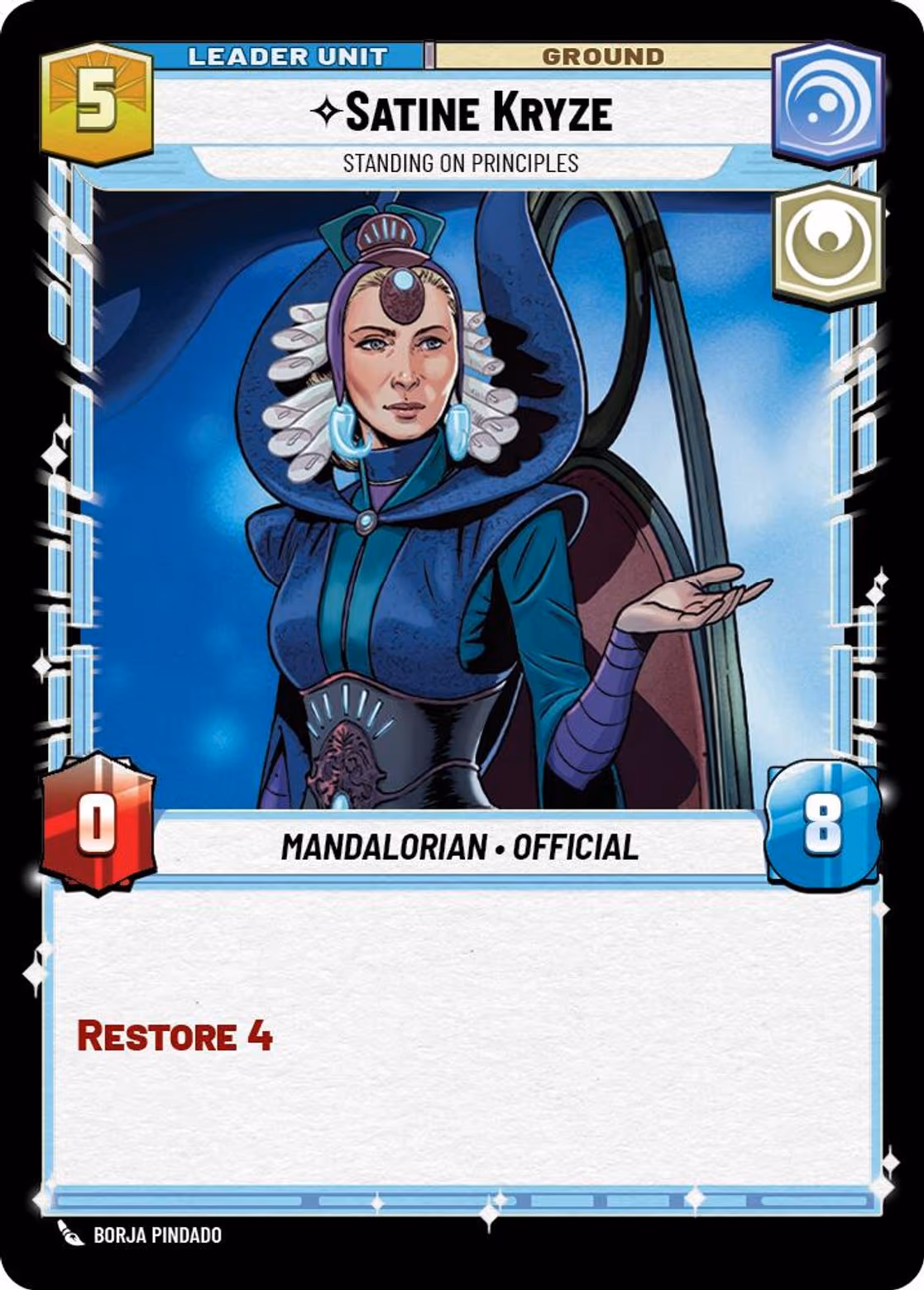 Satine Kryze - Standing on Principles SEC-005 Star Wars Unlimited card (back face)