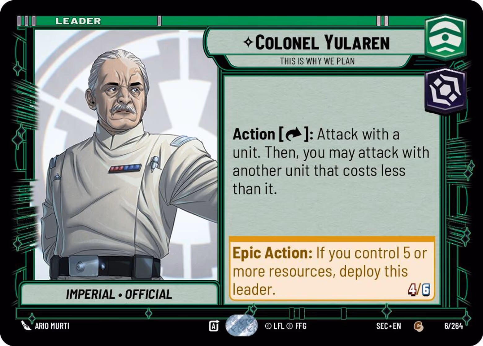Colonel Yularen - This is Why We Plan SEC-006 Star Wars Unlimited card
