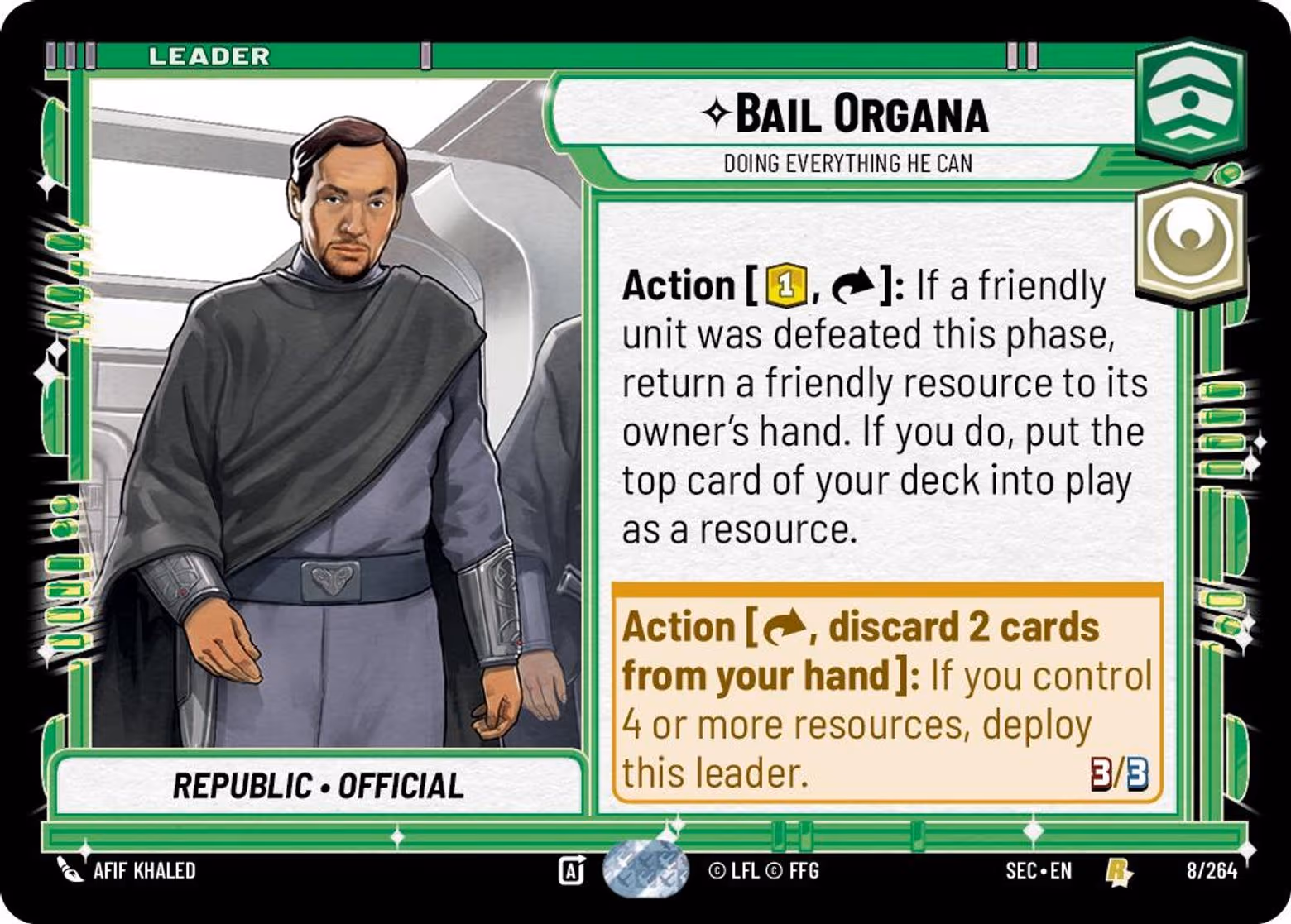Bail Organa - Doing Everything He Can SEC-008 Star Wars Unlimited card