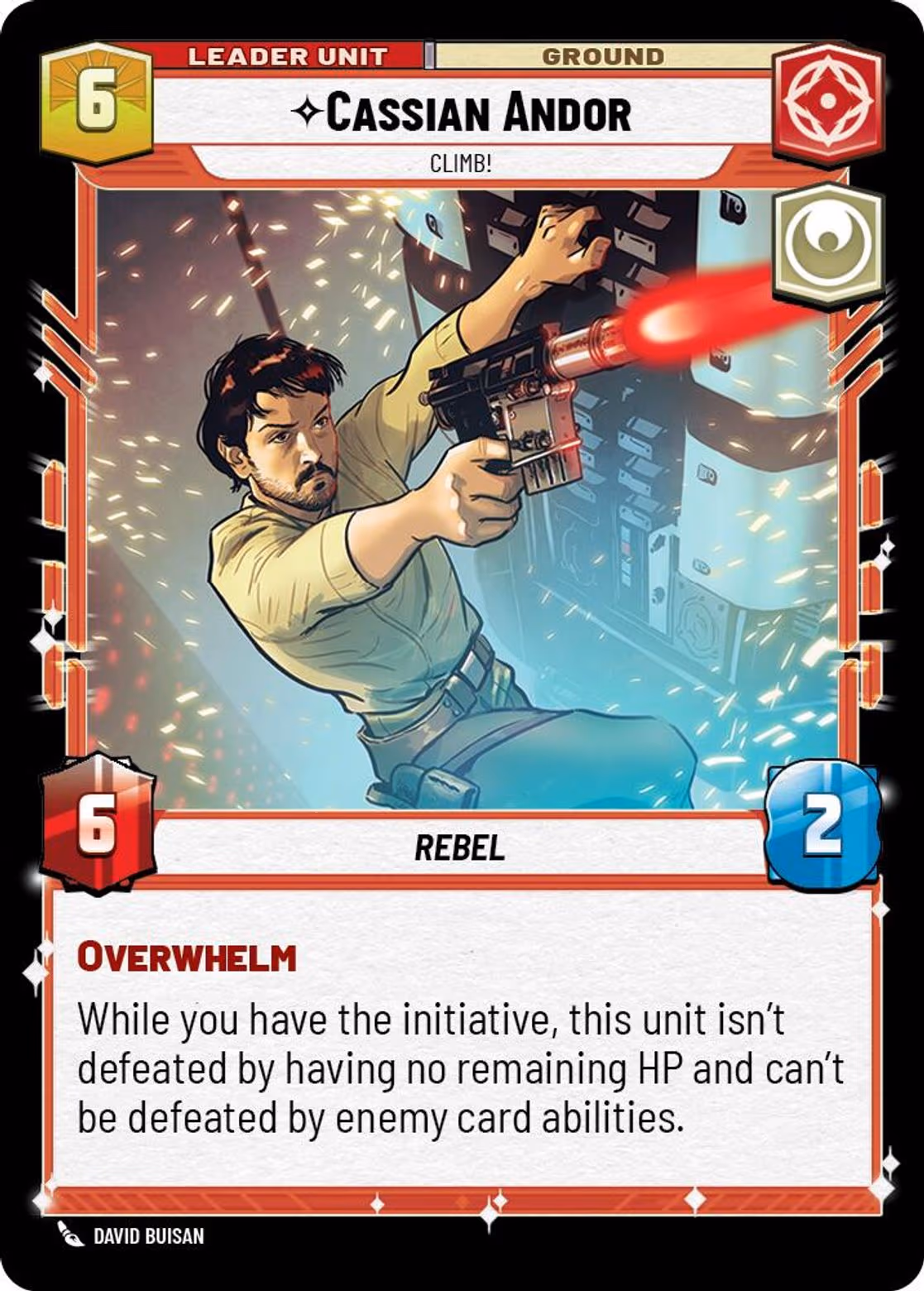 Cassian Andor - Climb! SEC-012 Star Wars Unlimited card (back face)