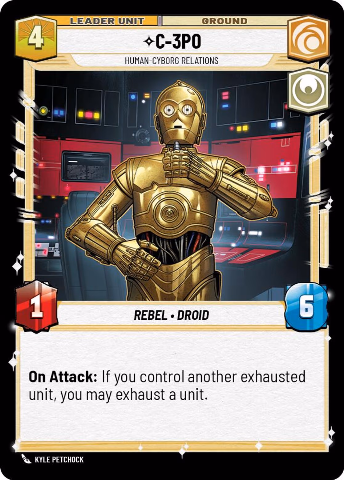 C-3P0 - Human-Cyborg Relations SEC-015 Star Wars Unlimited card (back face)