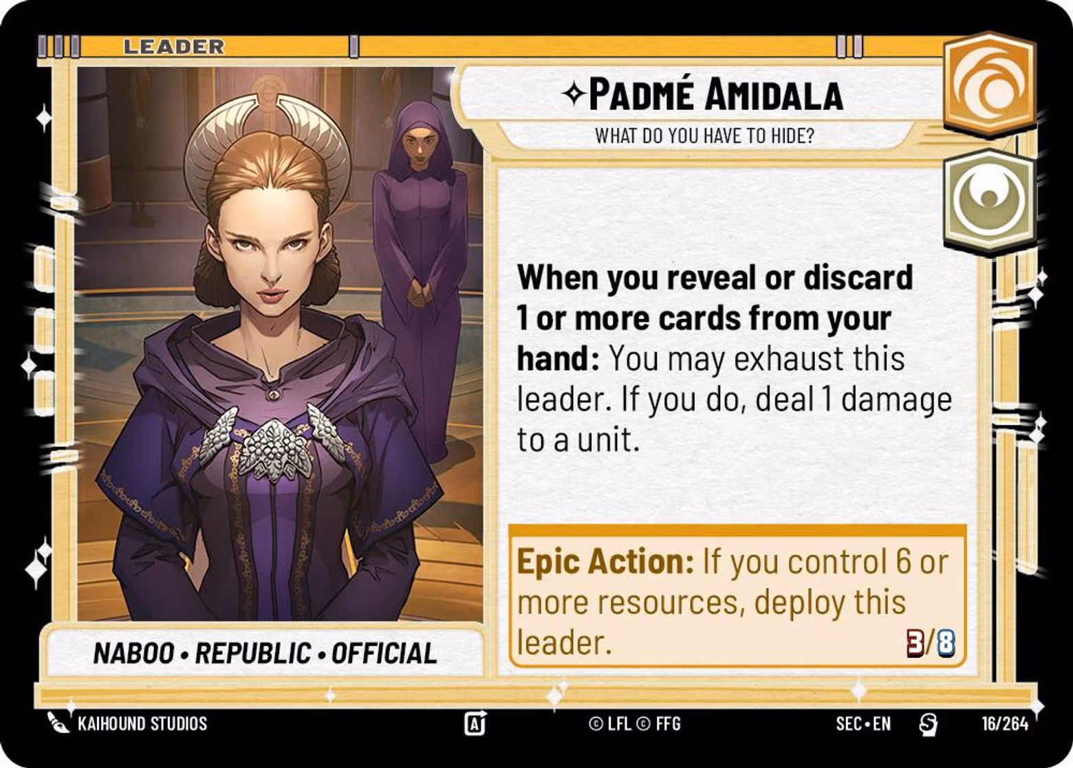 Padmé Amidala - What Do You Have to Hide? SEC-016 Star Wars Unlimited card