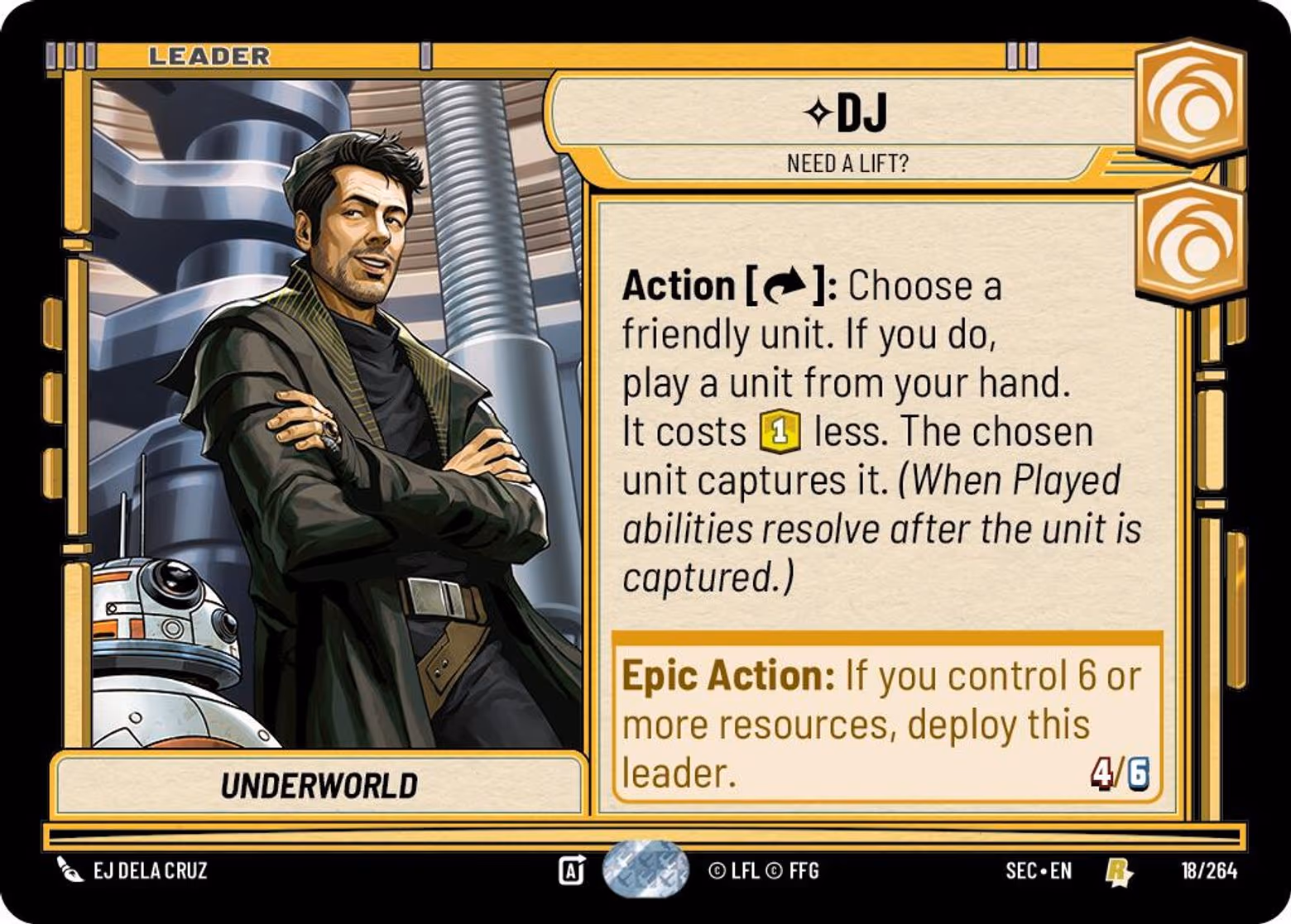 DJ - Need a Lift? SEC-018 Star Wars Unlimited card
