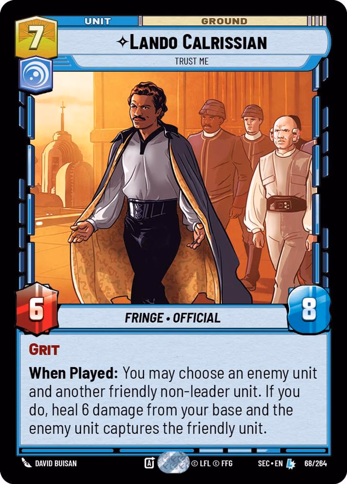 Lando Calrissian - Trust Me SEC-068 Star Wars Unlimited card
