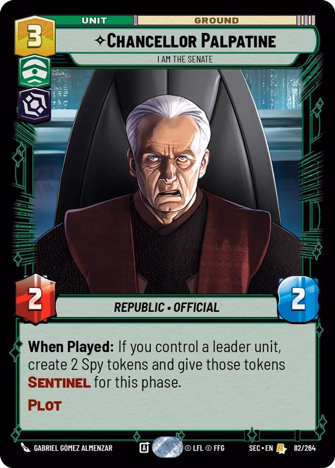 Chancellor Palpatine - I Am the Senate SEC-082 Star Wars Unlimited card