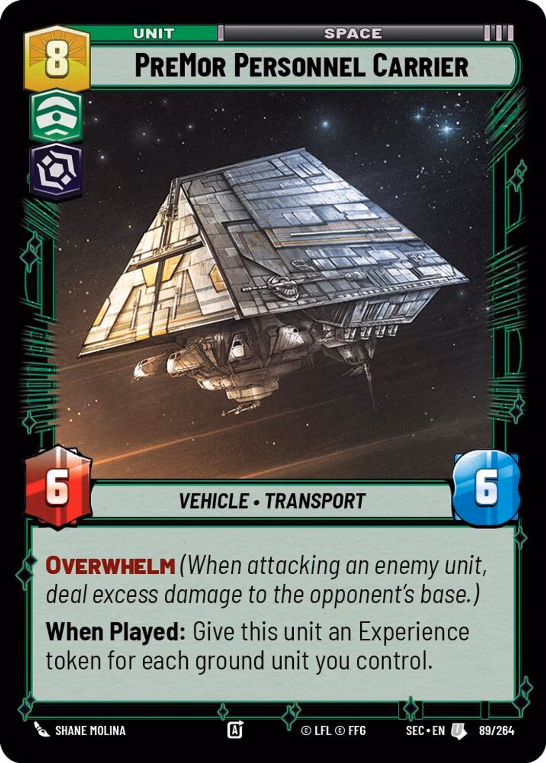 PreMor Personnel Carrier SEC-089 Star Wars Unlimited card