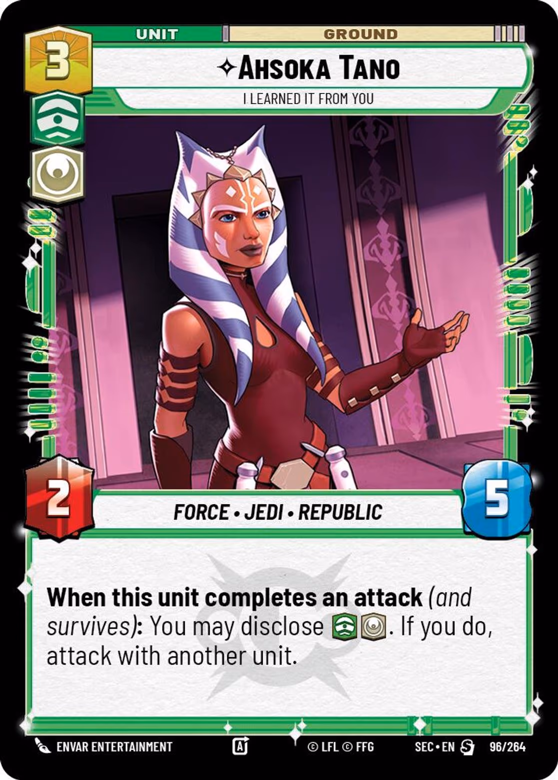 Ahsoka Tano - I Learned it From You SEC-096 Star Wars Unlimited card