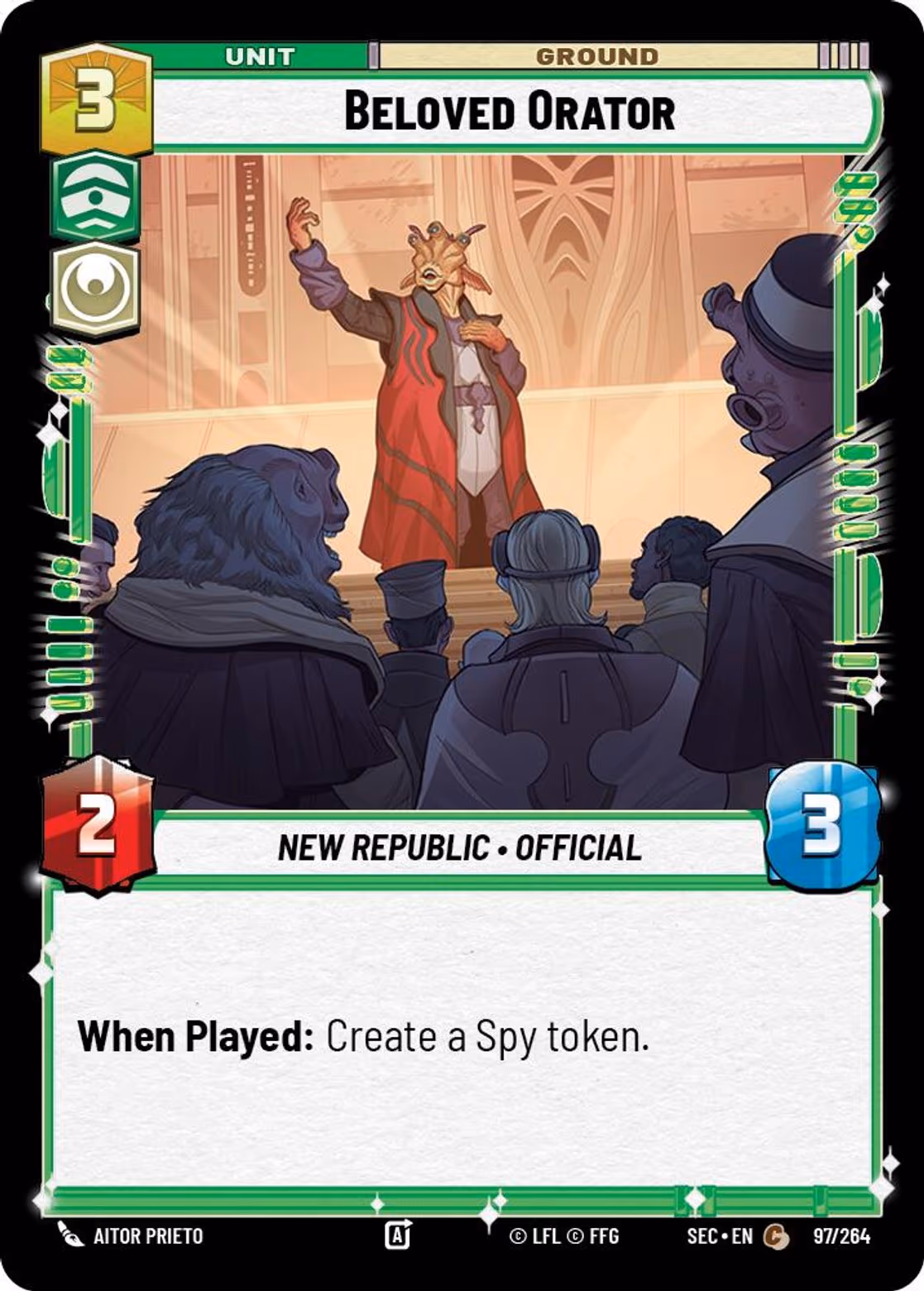 Beloved Orator SEC-097 Star Wars Unlimited card
