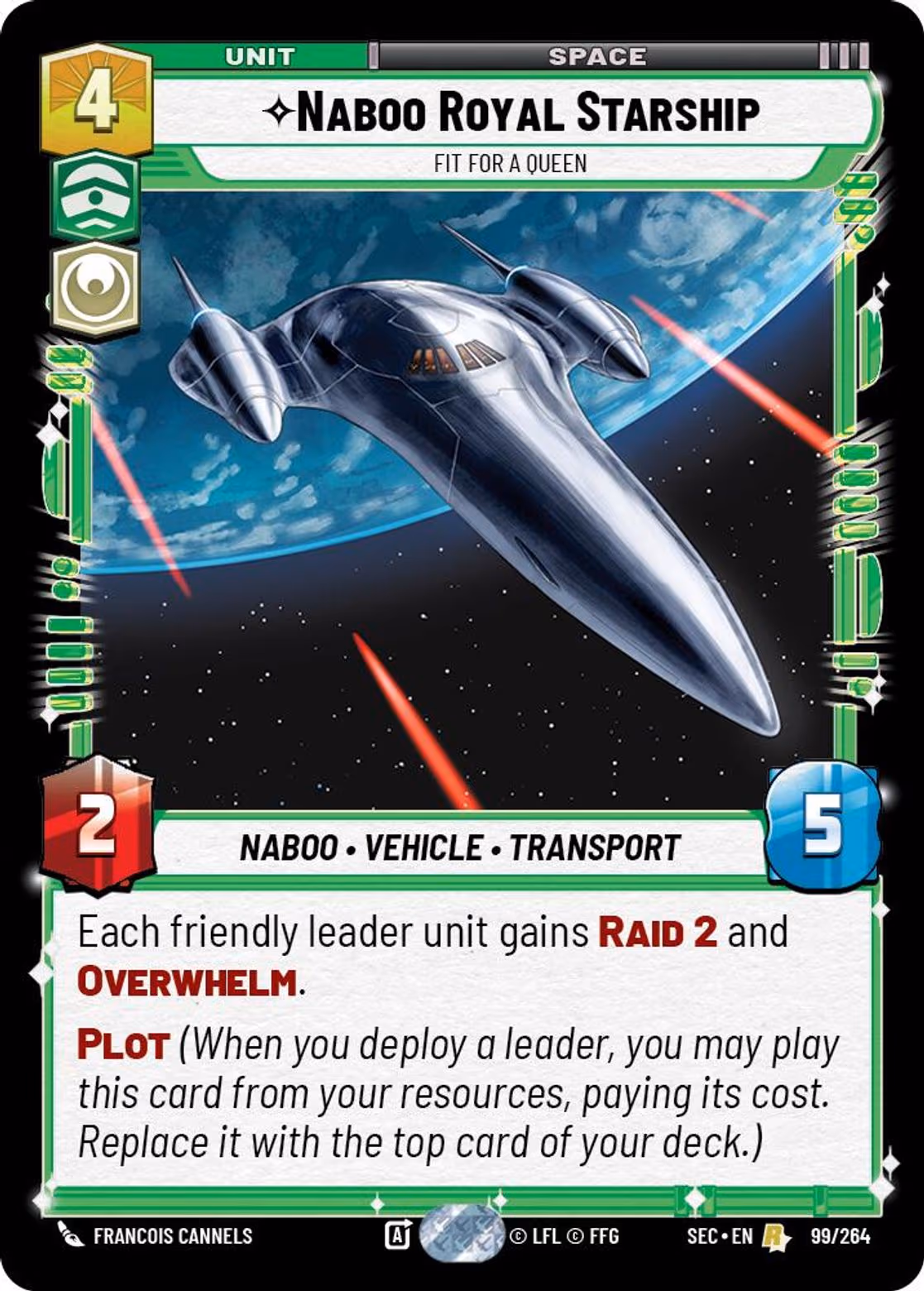 Naboo Royal Starship - Fit For A Queen SEC-099 Star Wars Unlimited card