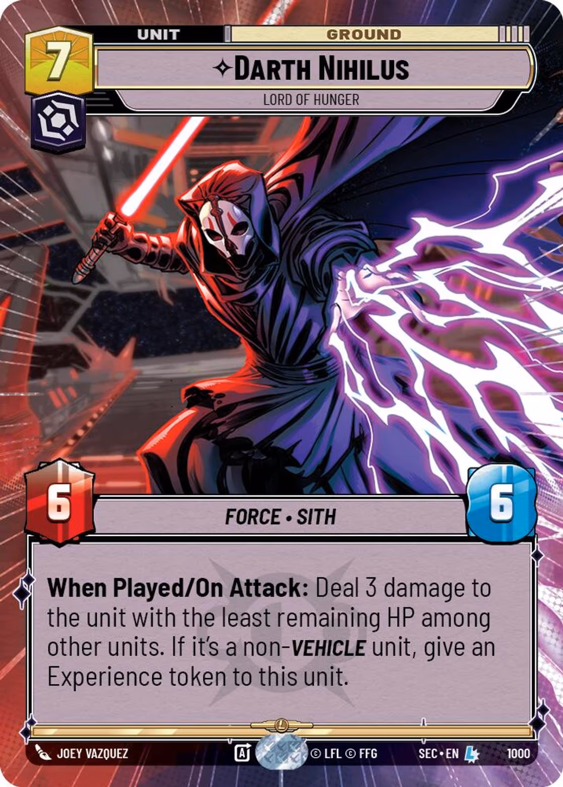 Darth Nihilus - Lord of Hunger SEC-1000 Hyperspace Foil Star Wars Unlimited card