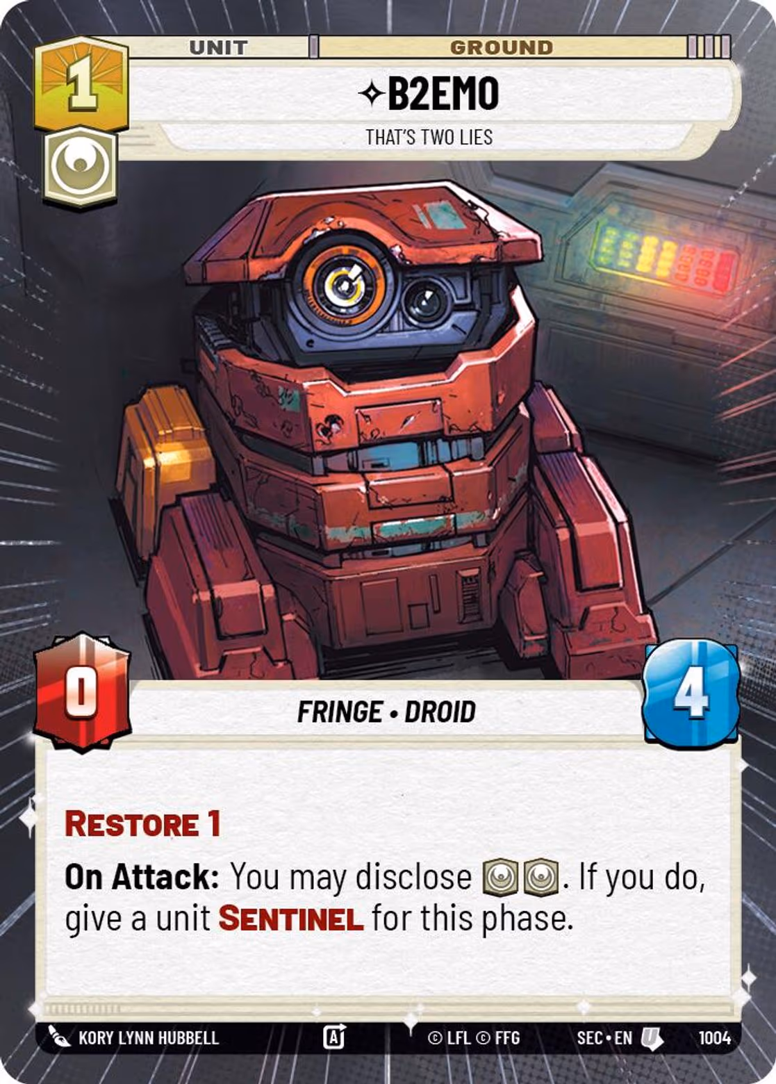 B2EM0 - That's Two Lies SEC-1004 Hyperspace Foil Star Wars Unlimited card
