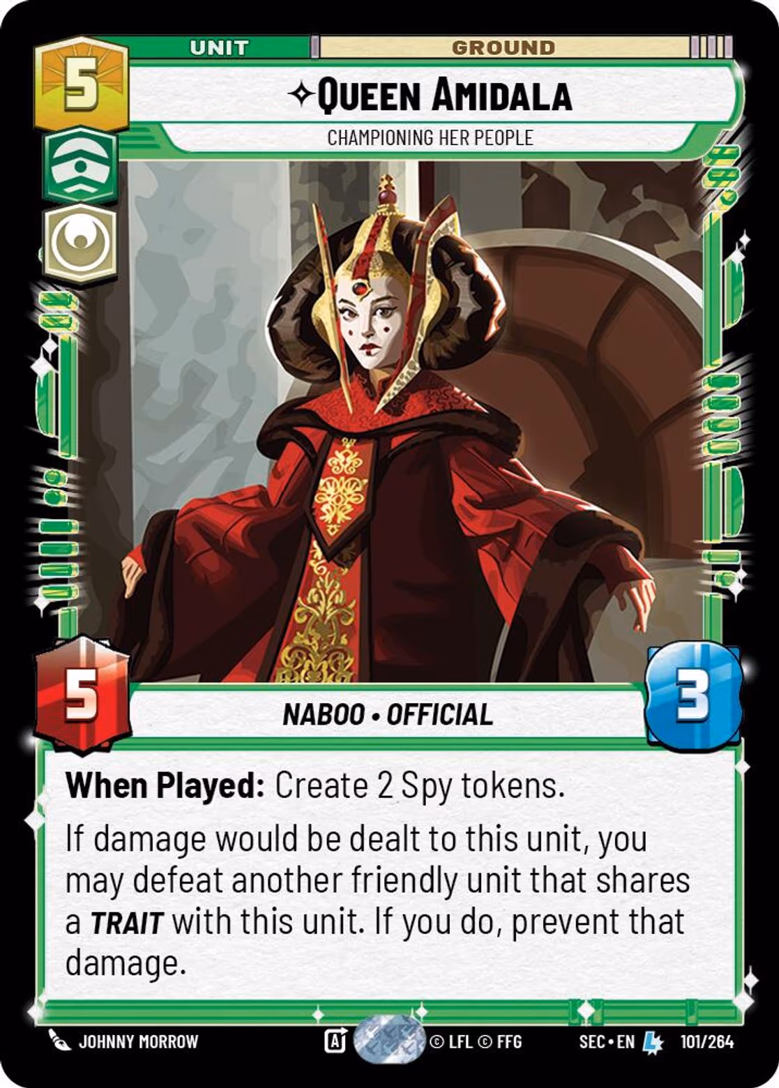 Queen Amidala - Championing Her People SEC-101 Star Wars Unlimited card
