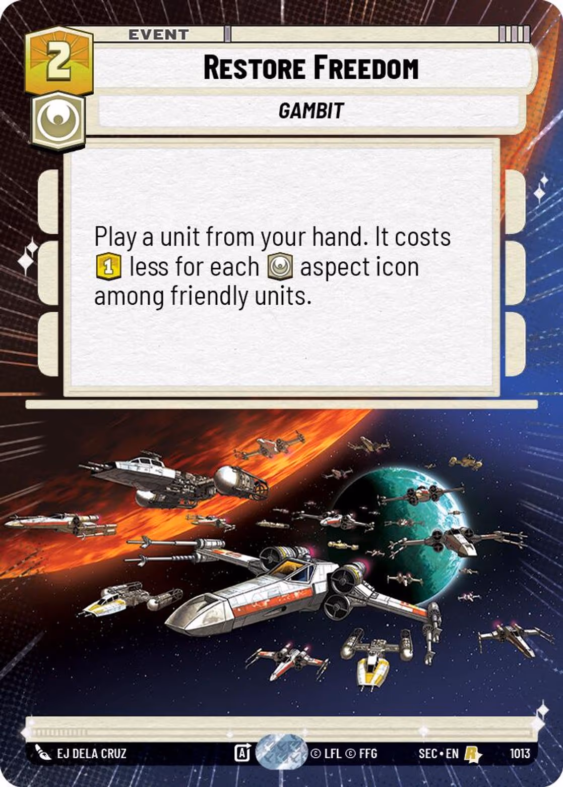 Restore Freedom SEC-1013 Hyperspace Foil Star Wars Unlimited card