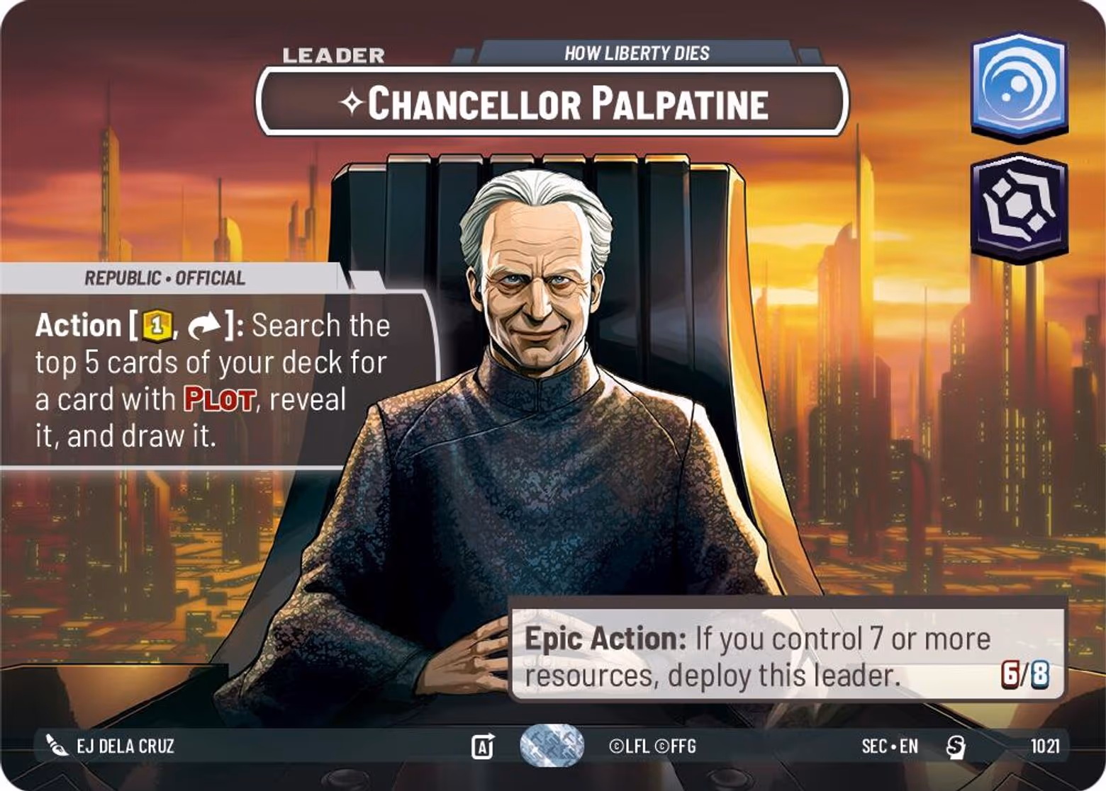 Chancellor Palpatine - How Liberty Dies SEC-1021 Showcase Star Wars Unlimited card