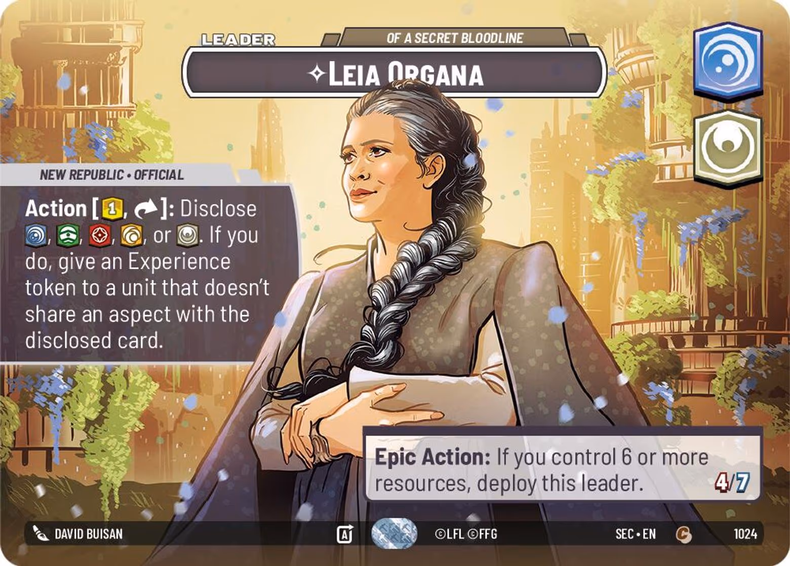 Leia Organa - Of A Secret Bloodline SEC-1024 Showcase Star Wars Unlimited card