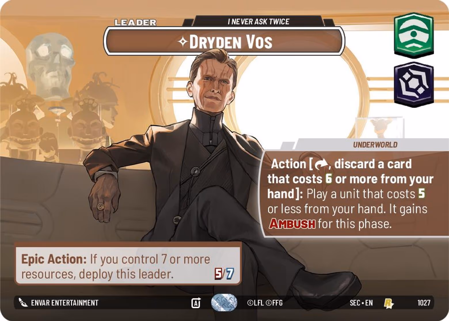 Dryden Vos - I Never Ask Twice SEC-1027 Showcase Star Wars Unlimited card